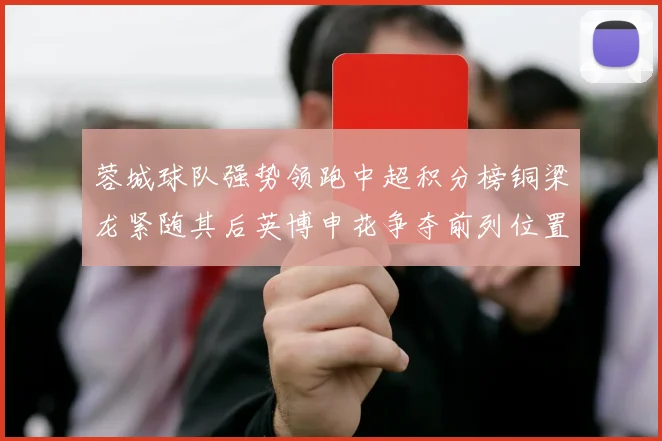 蓉城球队强势领跑中超积分榜铜梁龙紧随其后英博申花争夺前列位置